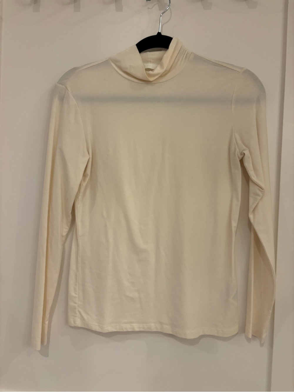 H&M Cream Long Sleeve Mock Neck Top